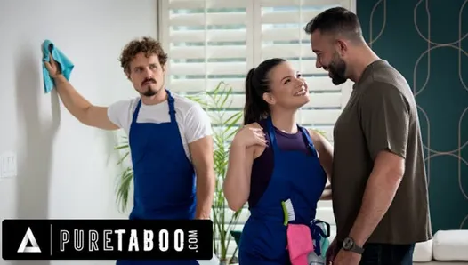 saf tabu ev temizleyicisi alison rey zengin müşteriyle flört ediyor kocasının önünde pounder yapacak